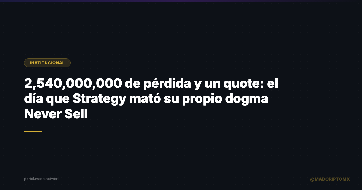 $12,540,000,000 de pérdida y un quote: el día que Strategy mató su propio dogma Never Sell