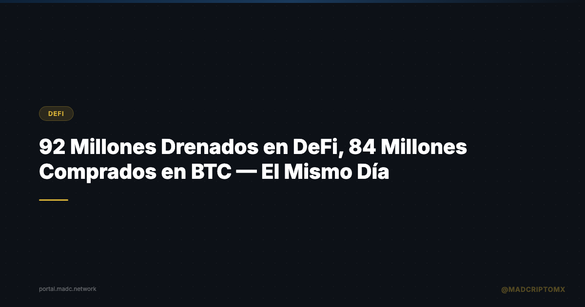 $292 Millones Drenados en DeFi, $284 Millones Comprados en BTC — El Mismo Día