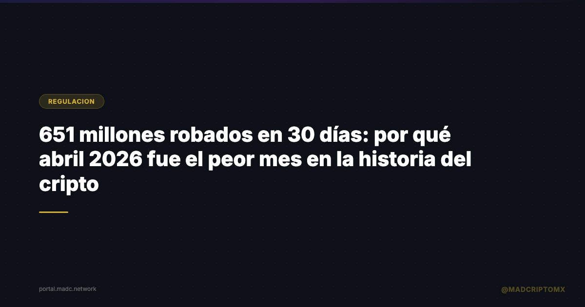 651 millones robados en 30 días: por qué abril 2026 fue el peor mes en la historia del cripto