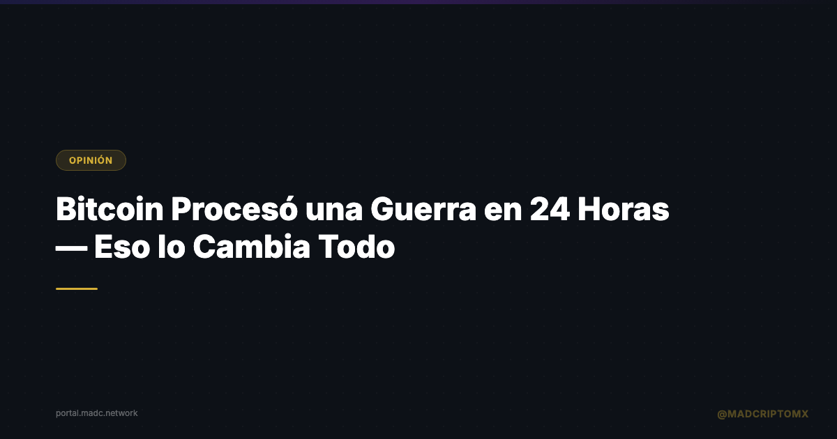 Bitcoin Procesó una Guerra en 24 Horas — Eso lo Cambia Todo