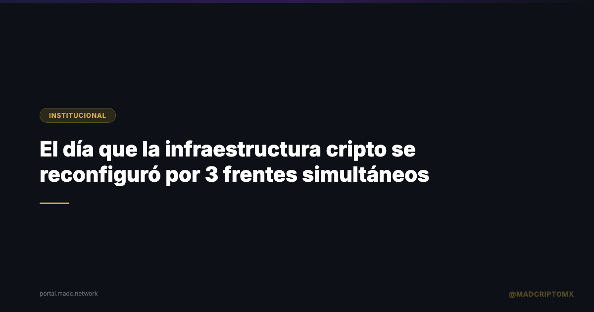 El día que la infraestructura cripto se reconfiguró por 3 frentes simultáneos