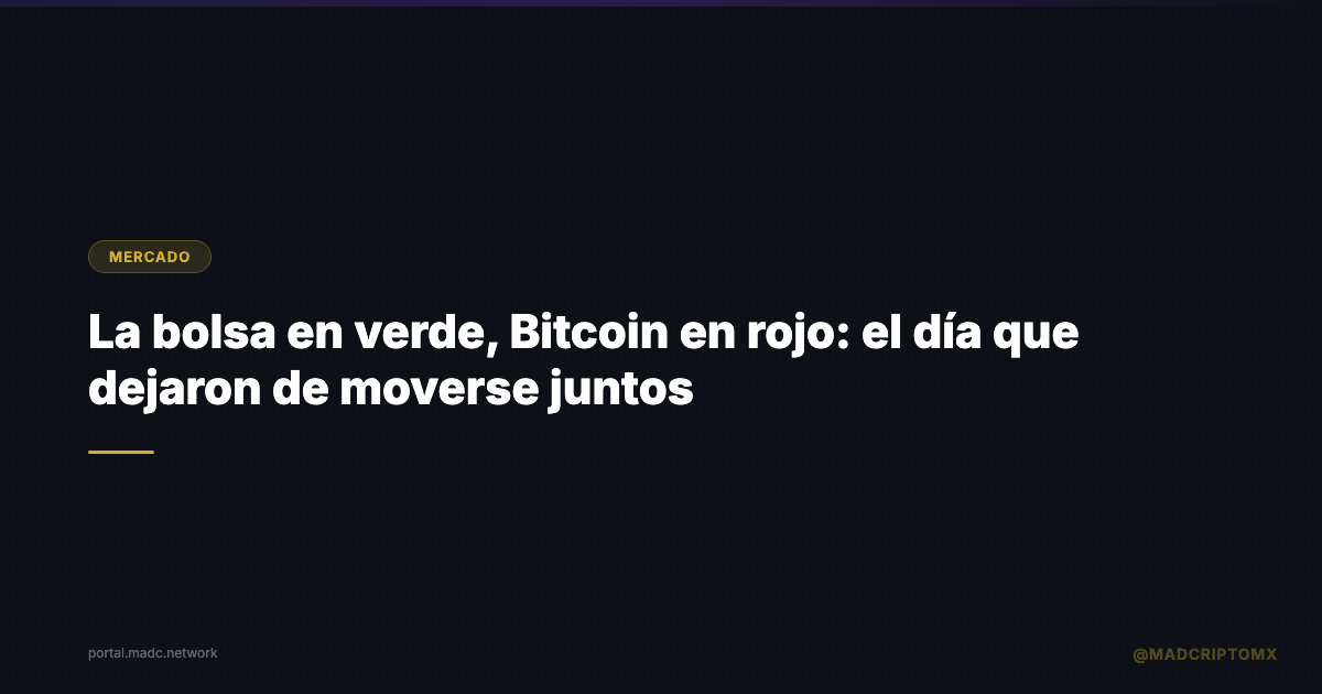La bolsa en verde, Bitcoin en rojo: el día que dejaron de moverse juntos