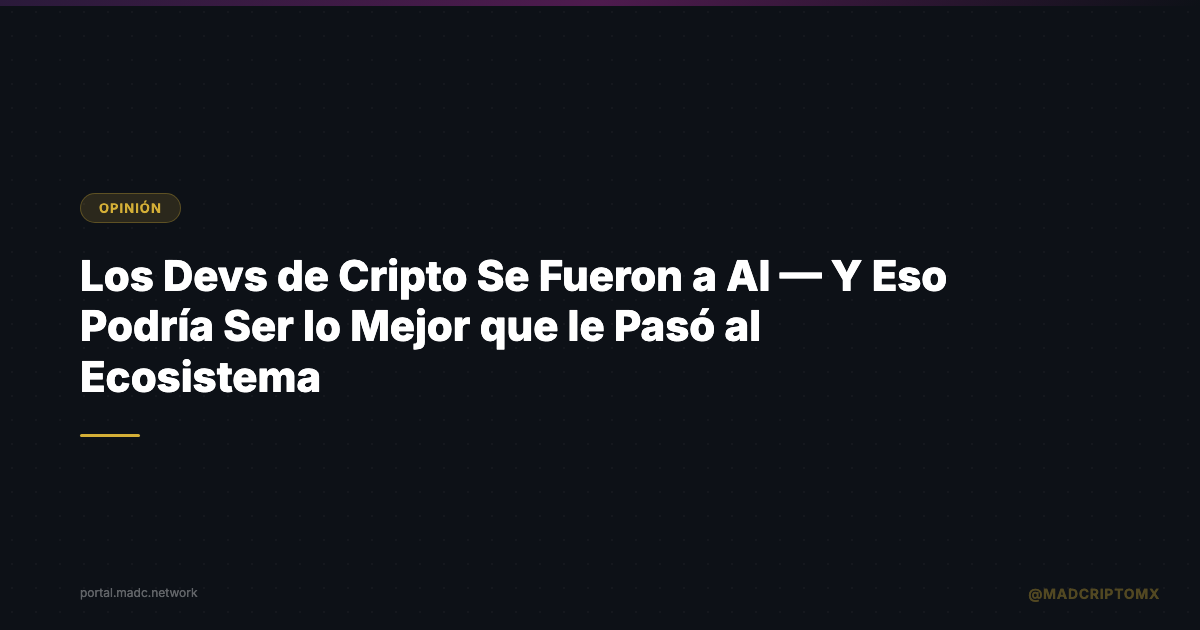 Los Devs de Cripto Se Fueron a AI — Y Eso Podría Ser lo Mejor que le Pasó al Ecosistema