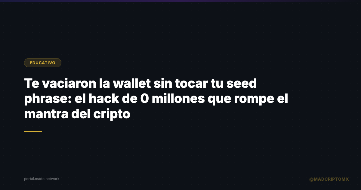 Te vaciaron la wallet sin tocar tu seed phrase: el hack de $20 millones que rompe el mantra del cripto