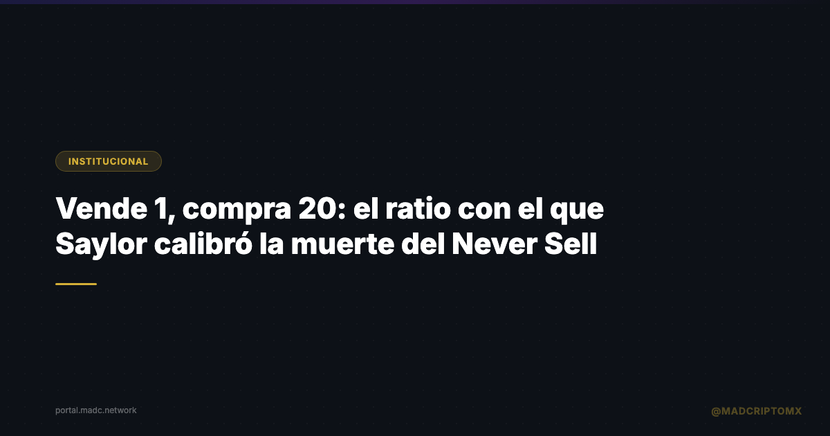 Vende 1, compra 20: el ratio con el que Saylor calibró la muerte del Never Sell